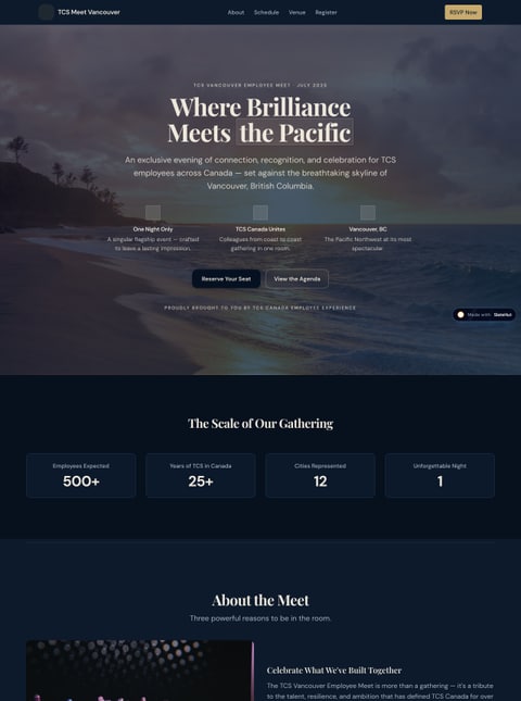 Screenshot of TCS Vancouver Employee Meet 2025, a SlateHut showcase site