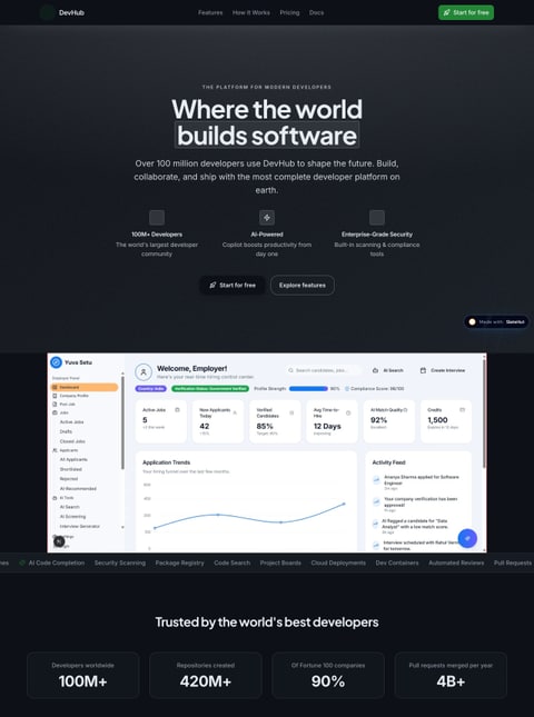 Screenshot of DevHub, a SlateHut showcase site