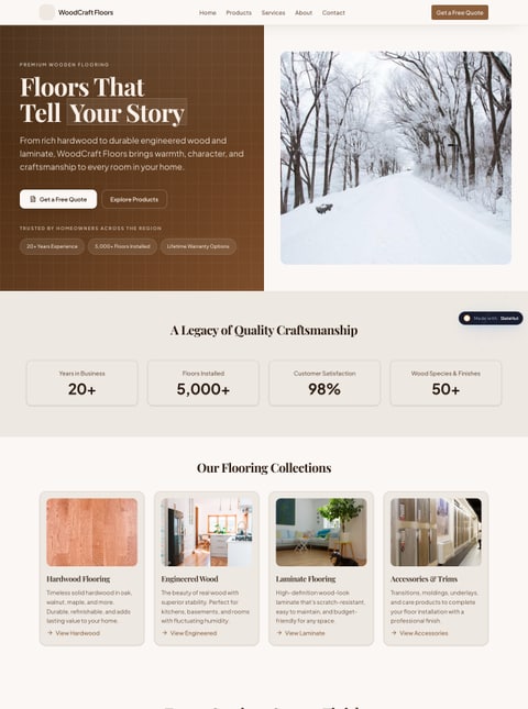 Screenshot of WoodCraft Floors, a SlateHut showcase site