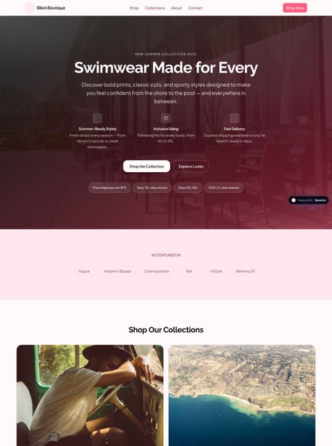 Screenshot of Bikini Boutique, a SlateHut showcase site