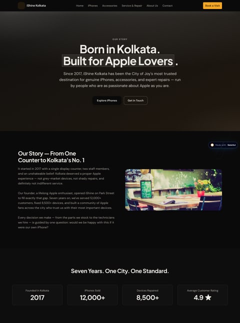 Screenshot of iShine Kolkata – Apple iPhone Store, a SlateHut showcase site