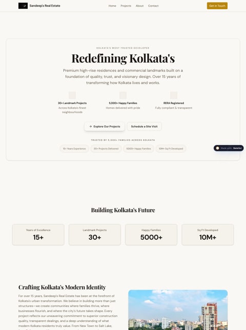 Screenshot of Sandeep's Real Estate, a SlateHut showcase site