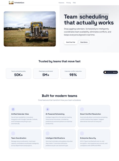 Screenshot of ScheduleSync - Modern Team Scheduling SaaS, a SlateHut showcase site
