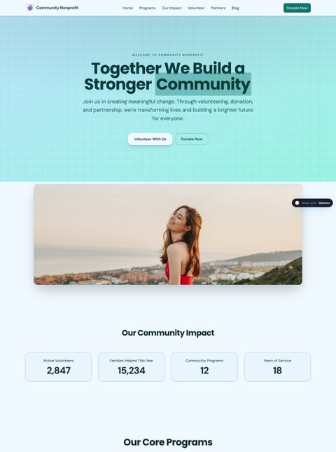 Screenshot of Community Nonprofit, a SlateHut showcase site