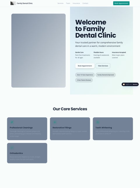 Screenshot of Family Dental Clinic, a SlateHut showcase site