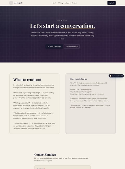 Screenshot of Sandeep Panda — Developer & Creator, a SlateHut showcase site