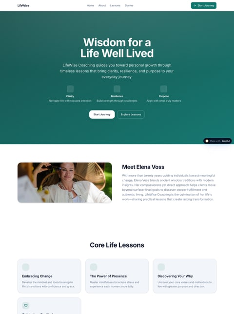 Screenshot of LifeWise Coaching, a SlateHut showcase site
